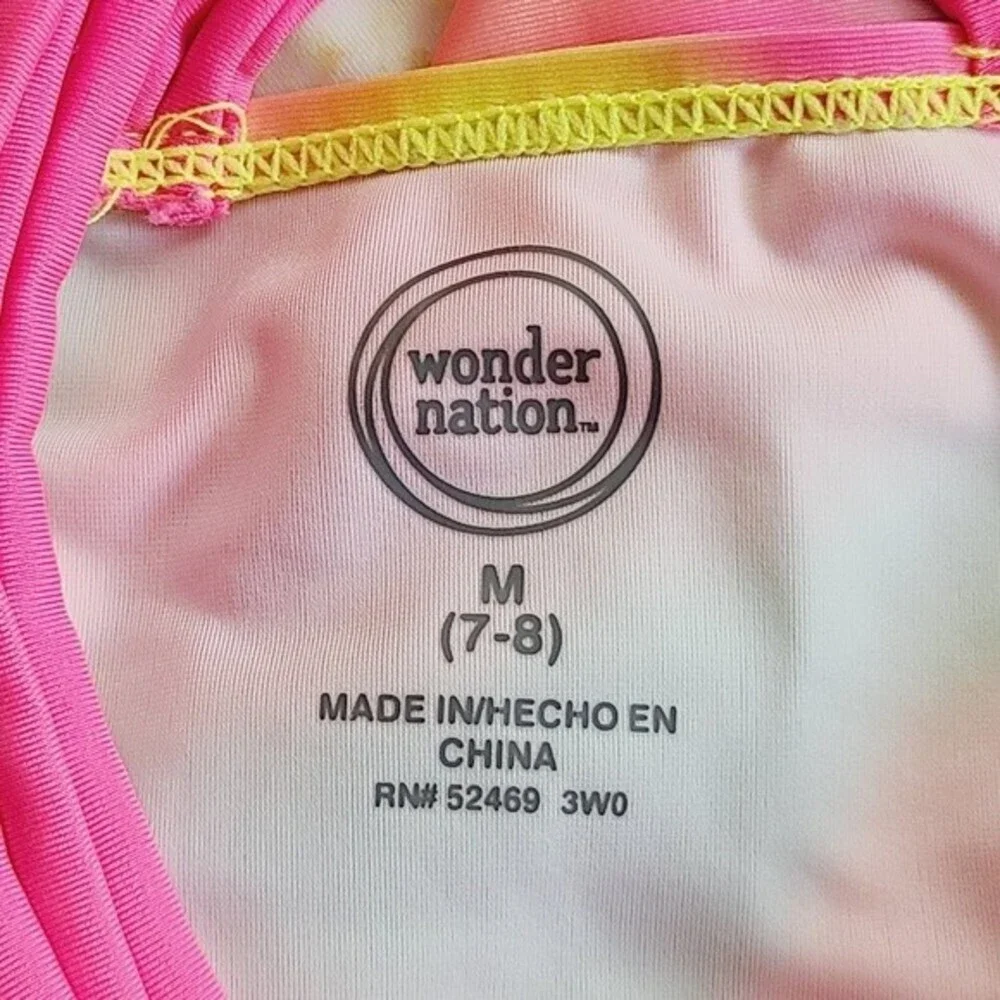 Wonder Nation Girls Sz M 7/8 Unicorn Tankini Bikini 2 Pcs UPF 50+
